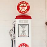 Classic Texaco gas pump featuring retro design and vibrant red details.